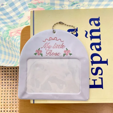 Mini Album Photo Polaroid Rose Nœud Style Ins Porte-Photocarte PVC Pochette de Carte Transparente Avec Porte-Clés