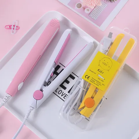 Mini Piastra per Capelli Portatile Rivestimento in Ceramica Arricciacapelli Doppio Uso Con Scatola di Immagazzinaggio Strumento per Capelli Donna