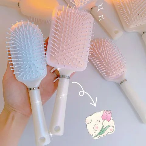 Lindo Peine de Masaje con Cojín de Aire de Estilo Coreano Cepillo de Cabello Antiestático de Plástico para Cabello Largo y Rizado