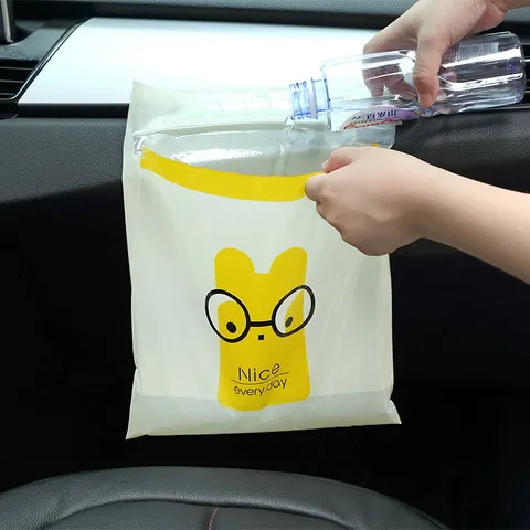 Bolsas De Basura Desechables Para Coche PEVA Adhesivas Colgantes Bolsas De Basura Impermeables Dibujos Animados Lindos Para Auto Hogar