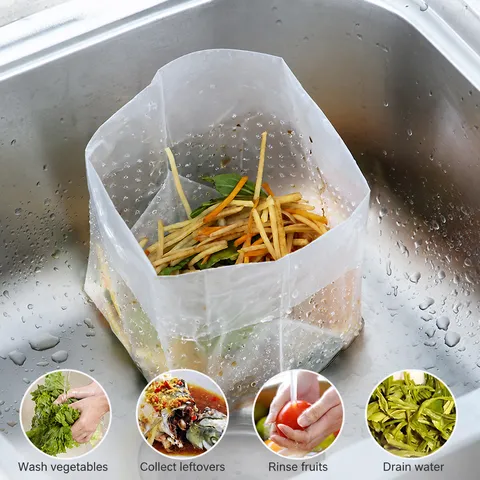 Disposable Sink Garbage Bag Kitchen Stand Up Drainage Filter Net Thickened PE Food Waste Trash Bag Home Cleaning Tool