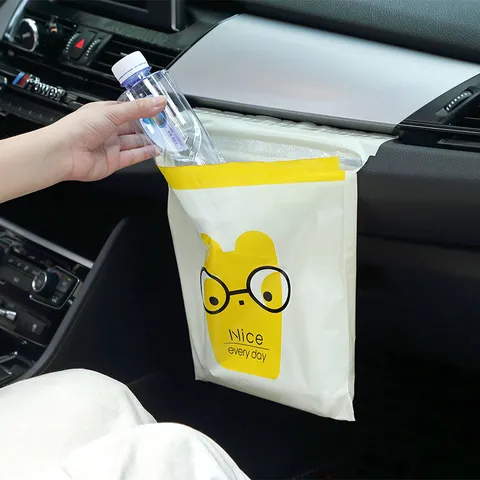 Bolsas De Basura Desechables Para Coche PEVA Adhesivas Colgantes Bolsas De Basura Impermeables Dibujos Animados Lindos Para Auto Hogar
