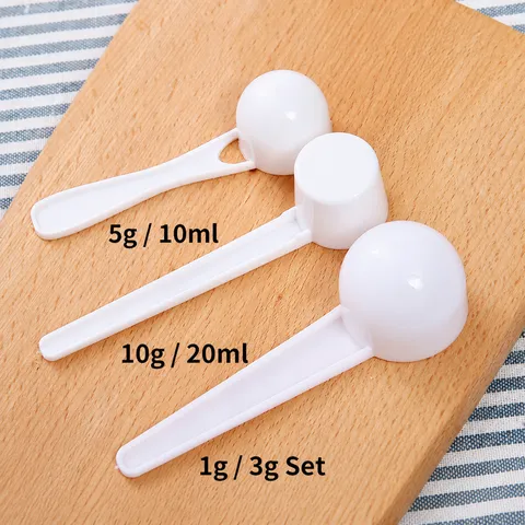 Ensemble de Cuillères Mesureuses en Plastique PP Poudre Café Poudre de Lait Scoop Outil de Cuisine Blanc