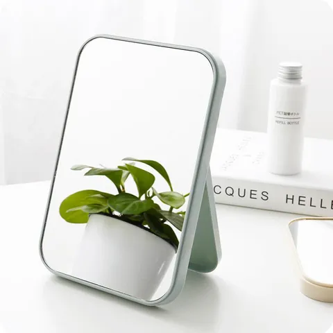 Draagbare Opvouwbare Make-up Spiegel Effen Kleur Kunststof Make-up Spiegel Voor Slaapkamer