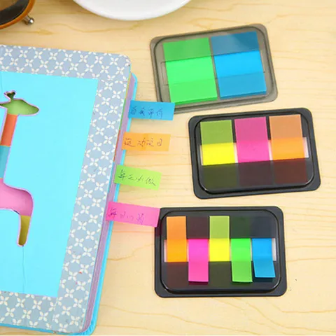 Note Adesive Fluorescenti Trasparenti Indici Scatola Portatile Blocco Appunti Ufficio Scuola Forniture
