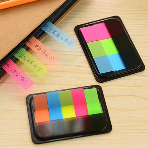 Note Adesive Fluorescenti Trasparenti Indici Scatola Portatile Blocco Appunti Ufficio Scuola Forniture