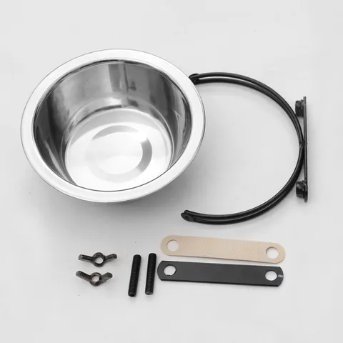 Bol pour Chien Suspendu en Acier Inoxydable pour Animaux Anti-Basculement Fixé en Cage Bol d'Alimentation pour Chiens Chiots Chats