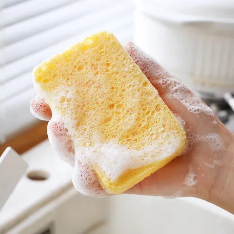 Kitchen Cleaning Wood Pulp Sponge Dishwashing Magic Wipe Absorbent Cellulose Dish Scrub Pad For Home