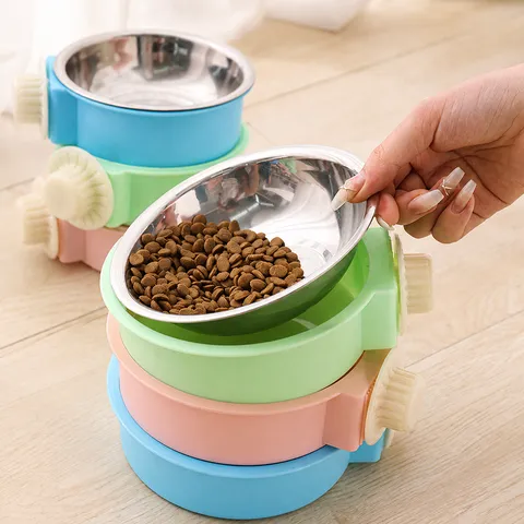 Hängender Haustiernapf Edelstahl Hunde Futter Wassernapf Abnehmbarer Käfig Fester Katzen Fressnapf
