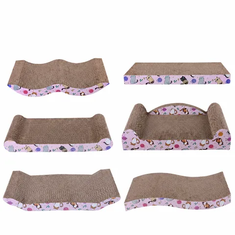 Pet Cat Scratch Board Corrugated Paper Claw Grinding Board Cartoon Pattern Wear Resistant Cat Toy Pet Supplies