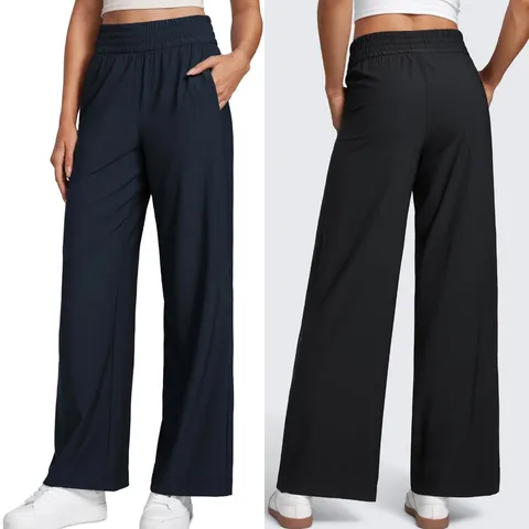 Women's Casual High Waist Sweatpants Loose Wide Leg Solid Color Drawstring Relaxed Fit Trousers