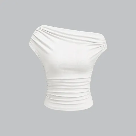 Women Casual Solid Color Off Shoulder Slim Fit Ribbed Knit Top Sexy Streetwear Summer Sleeveless Basic Crop Top