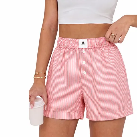 Women Summer Casual High Waist Loose Wide Leg Shorts Comfort Elastic Waistband Printed Fashion Shorts Beach Daily Wear