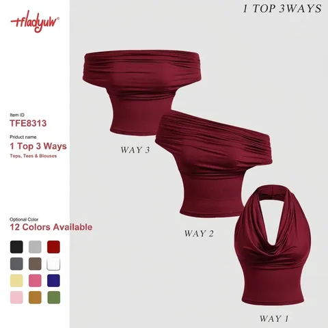 Women's Sexy Halter Cowl Neck Crop Tank Top Solid Color Backless Summer Sleeveless Slim Fit Streetwear Vest