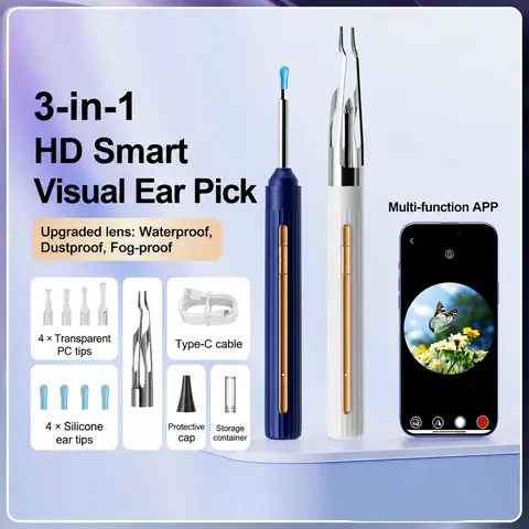 Wireless Smart Visual Ear Wax Removal Tool HD Camera Ear Cleaner With LED Light And Tweezer