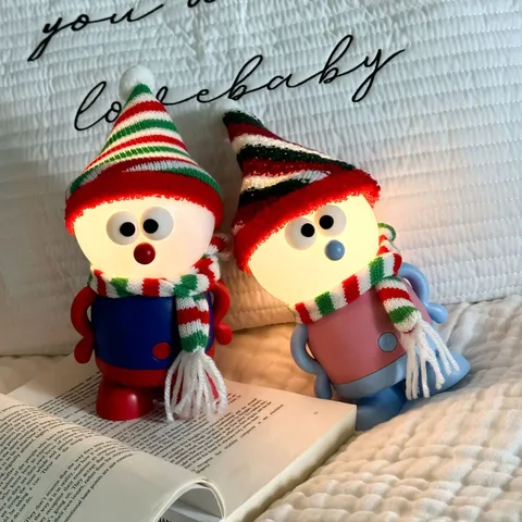 Natale Pupazzo di Neve LED Luce Notturna USB Ricaricabile Dimmerabile Lampada da Comodino Simpatico Cartone Animato Luce d'Atmosfera Per Bambini