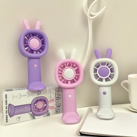 Tragbarer Handventilator USB Wiederaufladbar Süßer Cartoon Tischventilator mit Ständer für Studentenwohnheim Kühlung
