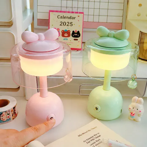 Luce Notturna da Scrivania LED Con Fiocco Retro E Ricarica USB Bella Lampada da Tavolo Per Scrivania Camera da Letto Decorazione