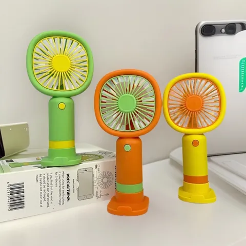 Tragbarer kleiner Handheld USB Akku Ventilator mit Tischbasis Persönlicher Mini Ventilator für Büro Reise Zuhause