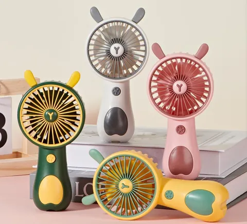 Ventilatore Portatile a Mano Mini USB Simpatico Cartone Animato Orecchie di Animale Ventilatore Elettrico Ricaricabile Ventilatore da Tavolo Per Esterno Ufficio