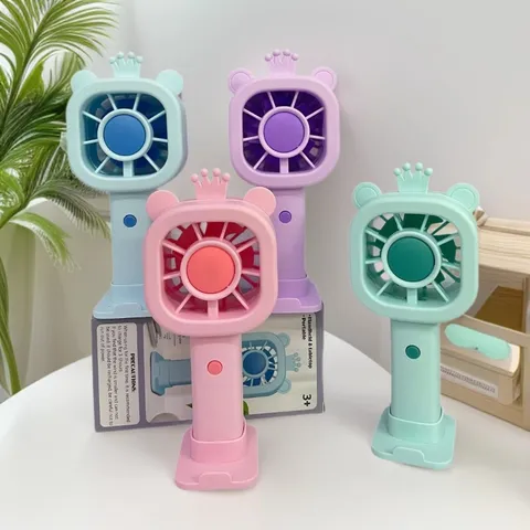 Ventilatore Portatile Mini USB Cartone Animato Orso con Corona Ventilatore da Tavolo Ventilatore Personale Ricaricabile Regalo Studente
