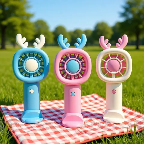 Mini Ventilatore Portatile Ricaricabile USB Carino Cervo Coniglio Cartone Animato Ventilatore di Raffreddamento da Scrivania per Dormitorio Studentesco