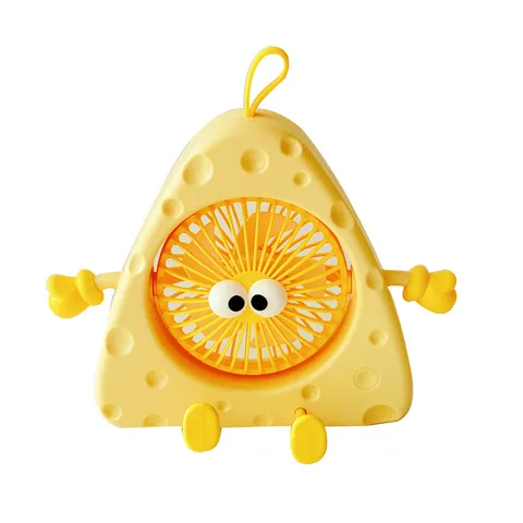 Ventilatore da Scrivania Mini USB Portatile Forma di Formaggio Carino Cartone Animato 3 Velocità Ventilatore Elettrico Ricaricabile