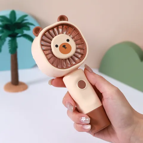 Ventilatore Portatile Mini USB Ricaricabile Simpatico Cartone Animato Orsetto E Maialino Ventilatore Da Scrivania Per Ufficio E Viaggi