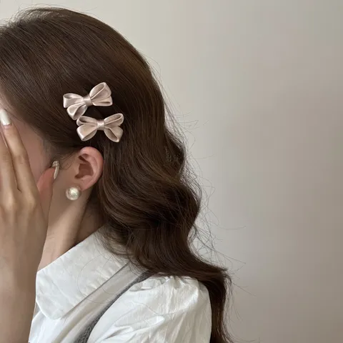 Cute Bowknot Hair Clips For Girls Korean Style Satin Bow Hairpins Children Sweet Hair Accessories Headwear