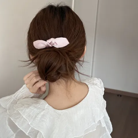 Sweet Satin Bowknot Hair Comb Stainless Steel Metal Prong Side Comb Knotted Ribbon Hairpins Headwear For Women Hair Accessories