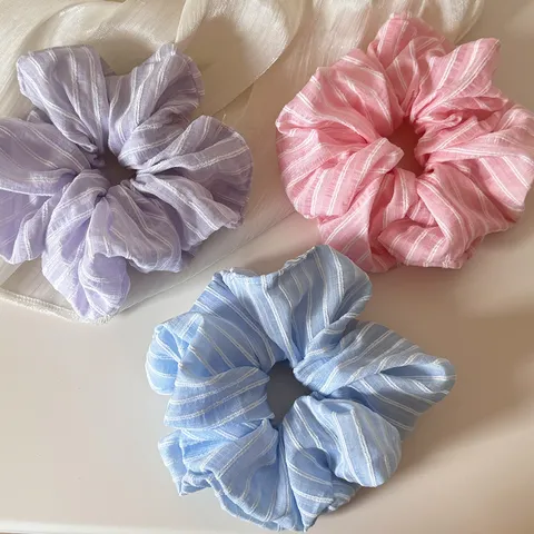 Fris Zoet Gestreept Polyester Haarelastieken Hoge Elasticiteit Haarbanden Ponytail Holder Haaraccessoires Voor Vrouwen Casual