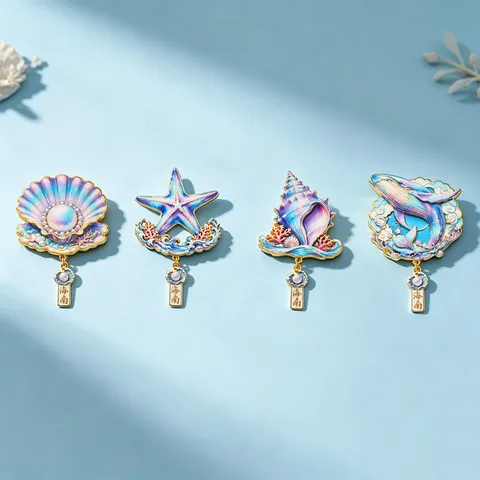 Aimant de Réfrigérateur en Alliage d'Émail Souvenir Étoile de Mer Coquille Baleine Souvenirs Magnétiques pour Décor Maison