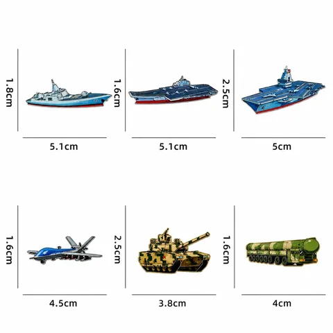 Spilla da Giacca in Lega Equipaggiamento Militare per Decorazione Abbigliamento Unisex Commemorativo Nave da Guerra Jet Tank Regalo