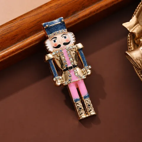 Vintage Lega Strass Soldato Schiaccianoci Spilla Pin Donne Retro Smalto Natale Soldato Spilla Gioielli Accessori Regalo