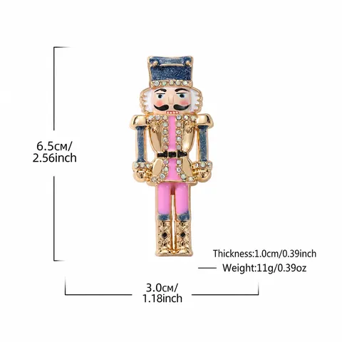 Vintage Lega Strass Soldato Schiaccianoci Spilla Pin Donne Retro Smalto Natale Soldato Spilla Gioielli Accessori Regalo