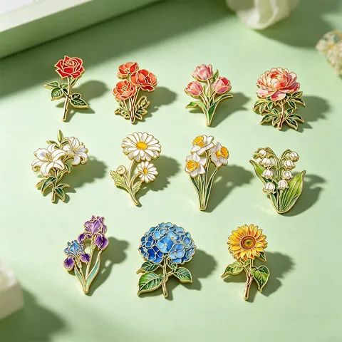 Elegante Zinklegierung Blumenbrosche Für Damen Rose Tulpe Gänseblümchen Lilie Emaille Look Abzeichen Pin Mode Schmuck Geschenk Für Mantel Anzug