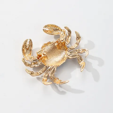 European American Crab Brooch Zinc Alloy Enamel Rhinestone Animal Suit Badge Commemorative Crab Corsage For Men Women