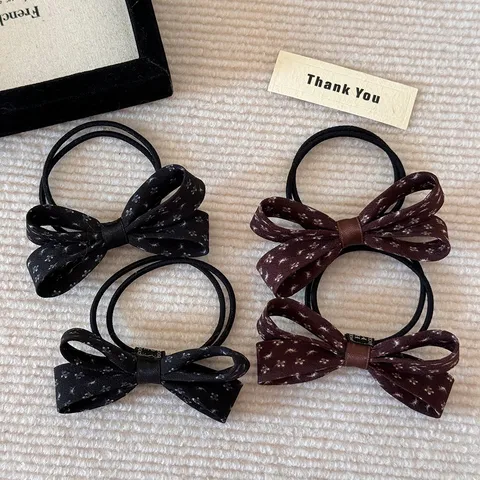Zoete Polka Dot Stof Strik Haarelastiekjes Elegant Hoge Elastische Scrunchies Handgemaakt Haarbanden Ponytail Houder Vrouwen