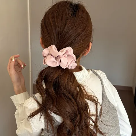 Satin Hair Scrunchies For Women Elegant Solid Color Elastic Hair Bands Silk-Like Ponytail Holder Gentle Hair Accessories