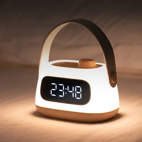 LED Digital Alarm Clock Night Light Portable Bedside Lamp USB Rechargeable Touch Dimming Desk Clock for Bedroom