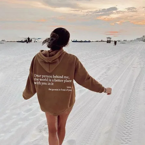 Sudadera con Capucha Polar para Mujer Oversized Estampado Letras Pulóver Sudadera Bolsillo Canguro Casual Cordón Invierno Top