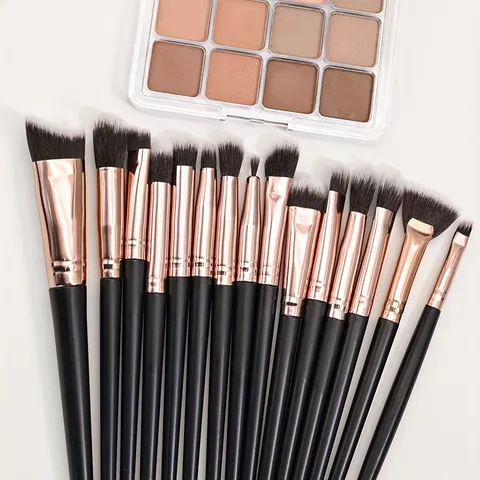 Professionele Make-up Borstel Set Synthetische Vezelharen Plastic Handvat Oogschaduw Blending Borstels Met Roségoud Huls Schoonheidstools Voor Vrouwen