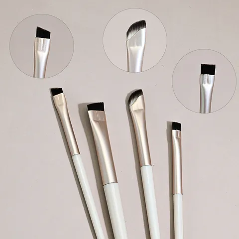 Professionelle Cremeweiße Make-up Pinsel Schräger Eyeliner Pinsel Blade Eyeliner Pinsel Augenbrauen Pinsel Synthetikfaser Augen Make-up Tools