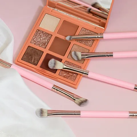Double-Ended Makeup Brush Set Synthetic Fiber Pink Foundation Eyeshadow Brushes Beauty Tools For Women Face Eye Makeup