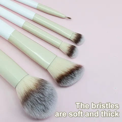 Professionele Make-up Kwastenset Off-White Houten Handvat Zachte Synthetische Vezel Voor Poeder Contour Oogschaduw Blending Dubbele Kop Eyeliner Make-up Tools Vrouwen