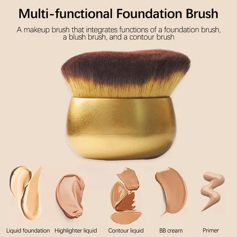 Multi-Functional Egg Shape Foundation Brush With Wave Synthetic Fiber Soft Bristles ABS Handle For Face Body Makeup Tool