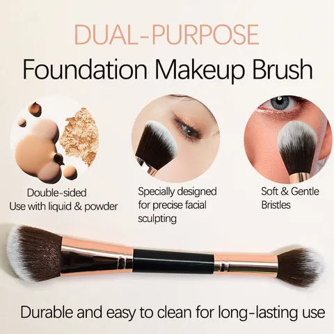 Double Ended Makeup Brush Set Synthetic Fiber Bristles Face Contour Powder Blushing Eye Brow Shading Cosmetic Tools For Everyday Women Beauty