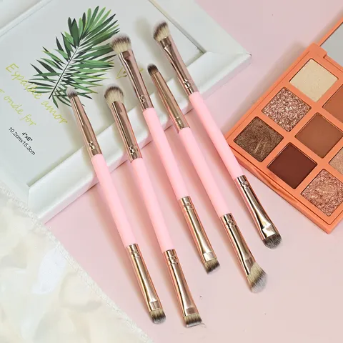 Double-Ended Makeup Brush Set Synthetic Fiber Pink Foundation Eyeshadow Brushes Beauty Tools For Women Face Eye Makeup