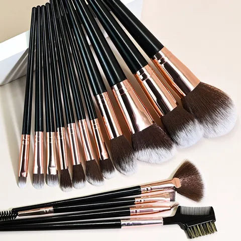 Professional Synthetic Fiber Makeup Brushes Black Coffee Powder Eyeshadow Foundation Blending Face Eye Tools
