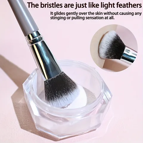 Brocha Profesional para Polvos Sueltos Púrpura Oliva Con Cerdas Suaves de Nailon y Mango de Madera Brocha Grande y Suave para Rubor para Fijación de Maquillaje Herramientas de Belleza